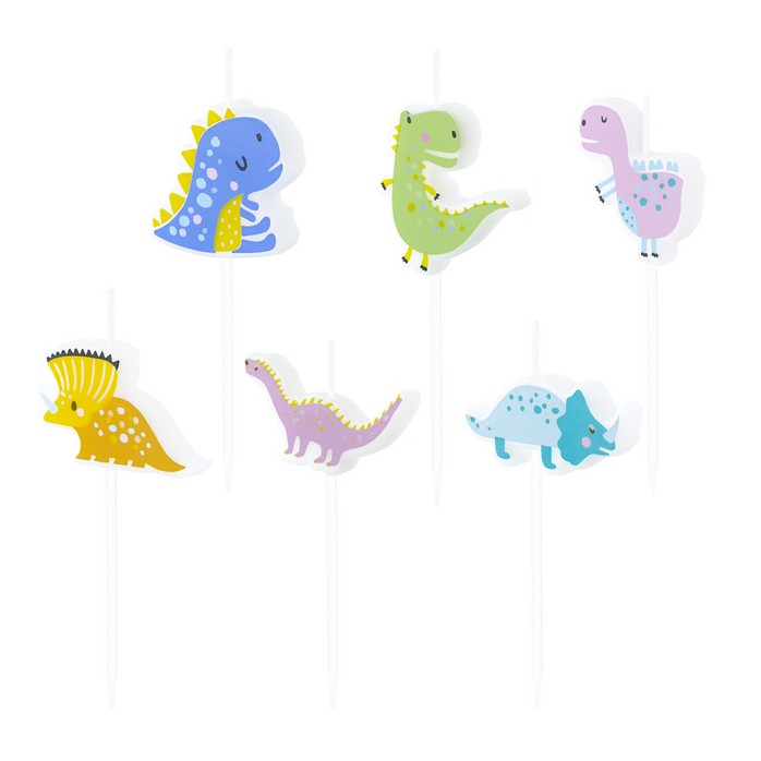 Svíčky Dinosauři barevní 6 ks