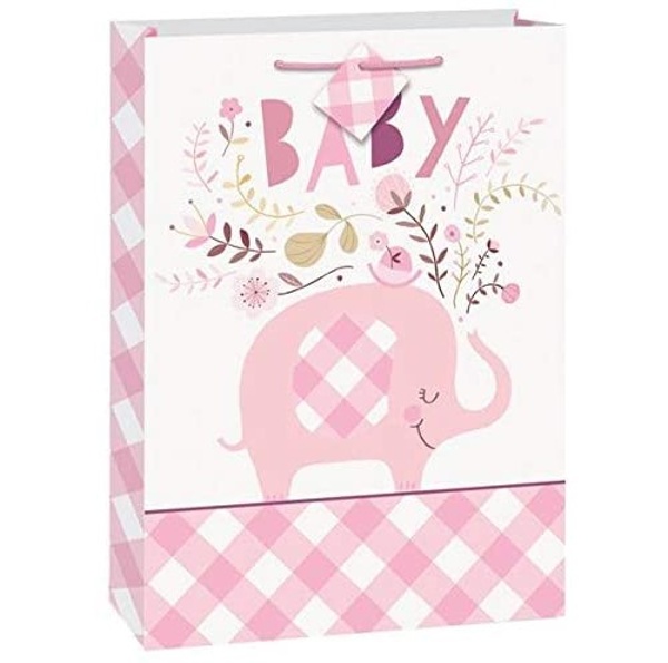 E-shop Taška darčeková XXL Baby Slon ružový 32,5 x 45,5 cm