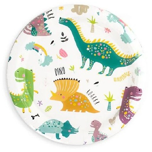 Talířky papírové Dinosauři 18 cm 6 ks