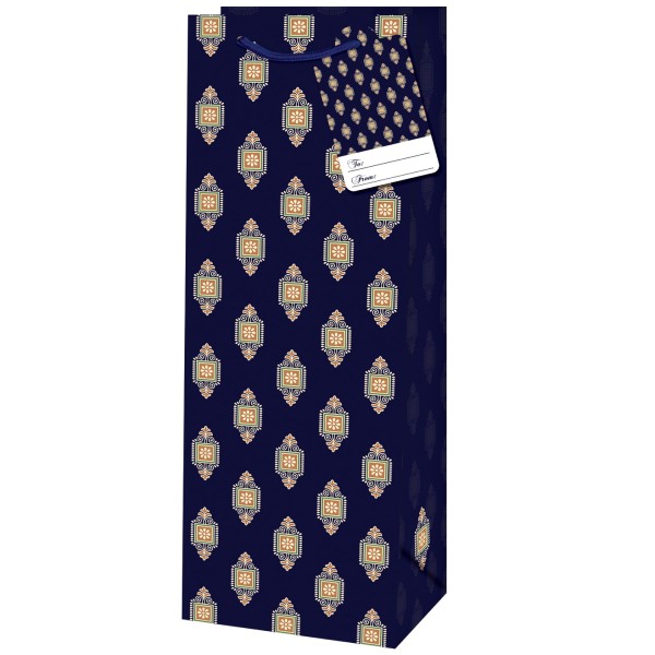 Taška dárková na láhev s motivem geometrie 12,6x8,9x36 cm