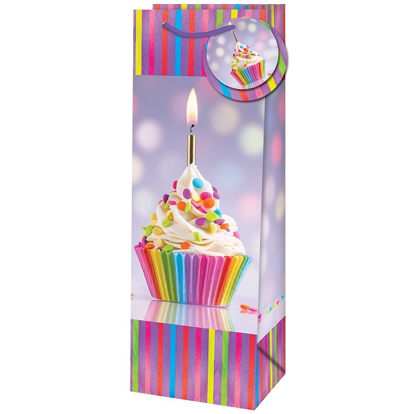 Taška dárková na láhev s motivem muffinu 12,6x8,9x36 cm