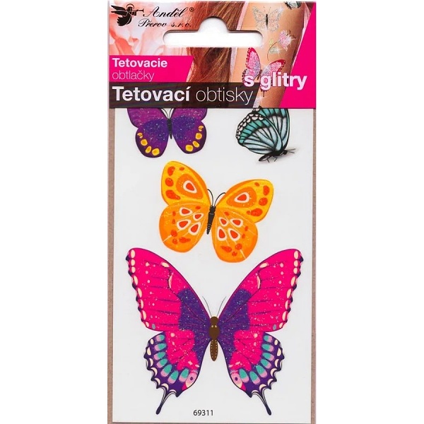 Tetovací obtisky motýlci s glitry