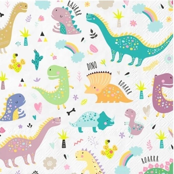 Servítky papierové Dinosaury 33x33 cm, 10 ks