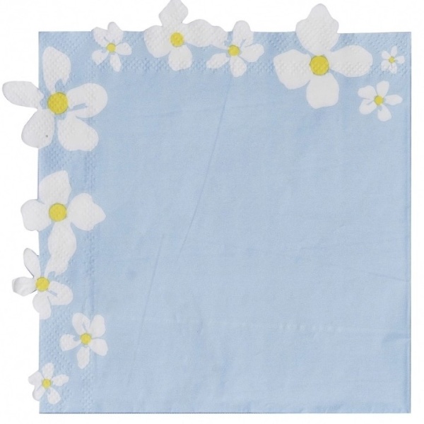 Servítky papierové Floral pastelovo modré 16x16 cm, 16 ks