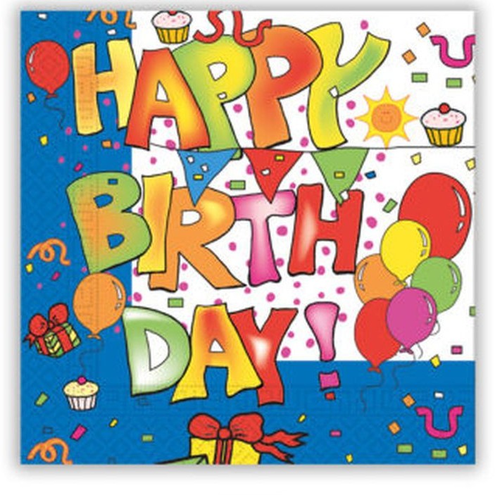 Ubrousky papírové Happy Birthday 33x33 cm 20 ks