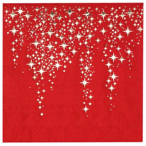 Servítky papierové Hviezdy červené 33x33 cm, 10 ks