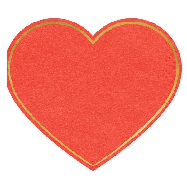 E-shop Servítky papierové červené Srdce 14,3 x 12,5 cm (20 ks)