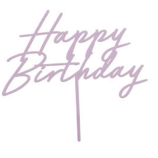 Zápich do dortu Happy Birthday fialový 17 cm