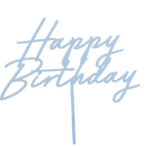Zápich do dortu Happy Birthday misty blue 17 cm