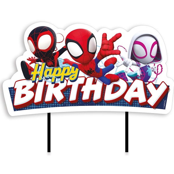 Zápich na dort Happy Birthday Spidey 17,5 cm