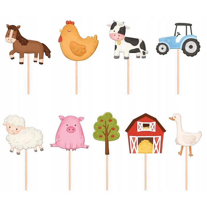 Zápichy na cupcakes Farma 9 ks