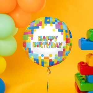 Balónek fóliový Happy Birthday Blocks 45 cm
