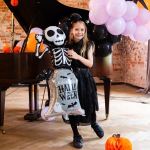 Fóliový balónek Kostra na halloweenském náhrobku 58x120,5cm