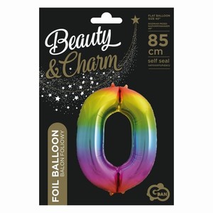 BALÓNEK fóliový číslo 0 duhové 85cm