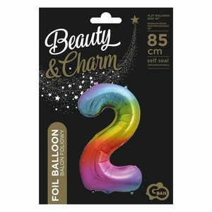 BALÓNEK fóliový číslo 2 duhové 85cm