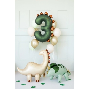 Balónek fóliový číslo 3 Dinosaurus 92 cm