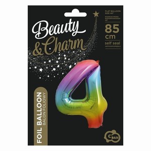 BALÓNEK fóliový číslo 4 duhové 85cm