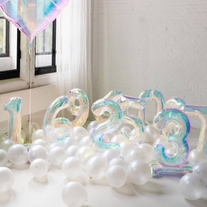 Balónek fóliový stojací číslo "9" duhová 72 cm