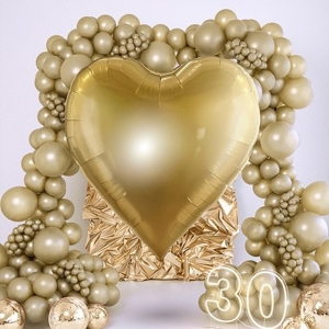 Balónek fóliový srdce zlaté XXL 136x129 cm
