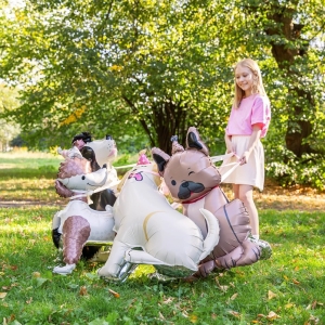 Balónek fóliový stojací Zlatý pes s kloboukem 76x96cm