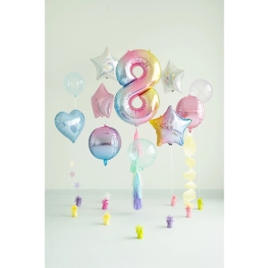Balónek fóliový číslo 8 pastelově duhový 86 cm