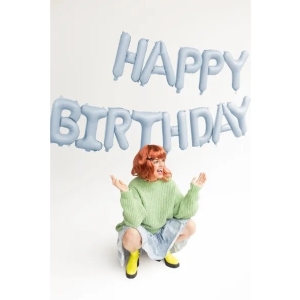 Fliov npis Happy Birthday, 340x35 cm, modr