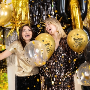 Balónky latexové HNY černo-zlaté 30cm 6ks