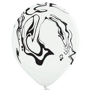 Balónky latexové černý mramor bílo zlatý 30 cm 6 ks