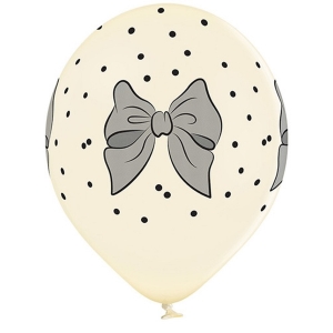 Balónky latexové vanilkové s mašlemi 30 cm 6 ks