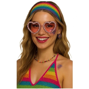 Brýle srdce růžové s kamínky