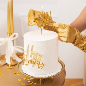 Dekorace na dort zlatá korunka se stříbrnými krystaly 7 cm