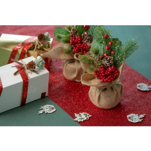 Dekorace přírodní v jutě 8x25 cm