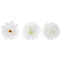 Dekorcia umel biele kvety 7, 9, 10 cm 9 ks
