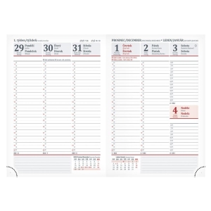 Diář 2026 hnědý s propiskou a gumou