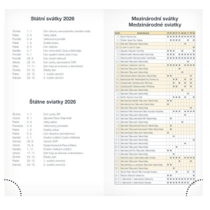 Diář 2026 bílý s černými květy
