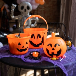 Kbelíček Halloweenský oranžový