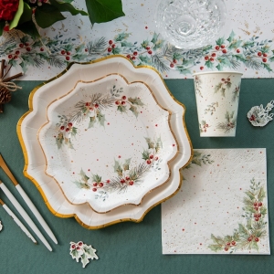 Kelímky papírové bílé s větvičkami 270ml 10ks