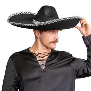 Klobouk sombrero černý se stříbrným lemováním