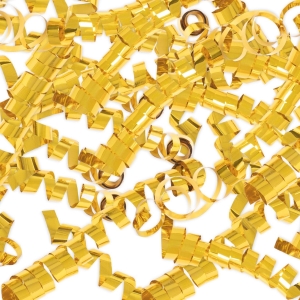 Konfety vystřelovací metalické zlaté stuhy, 60 cm