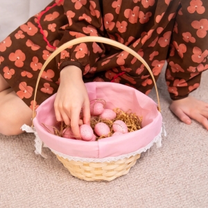 Košík Velikonoční s růžovou látkou