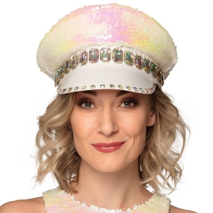 Kšiltovka s duhovými flitry a kamínky