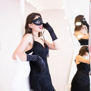 Maska karnevalová černá třpytivá