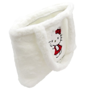 Bílá měkká plyšová taška v licenci Hello Kitty.