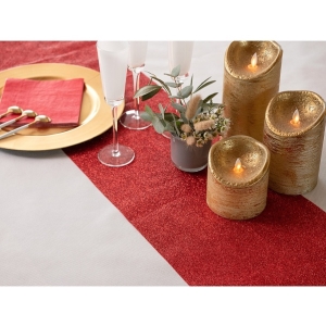 Šerpa na stůl červená glitrová 28x300cm