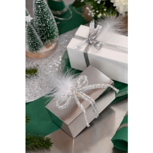 Stuha chlupatá bílo-stříbrná 5mm x 3m