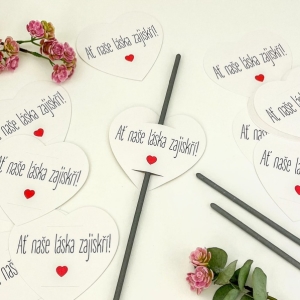 Svatební kartičky na prskavky Srdíčko bílé 8 ks