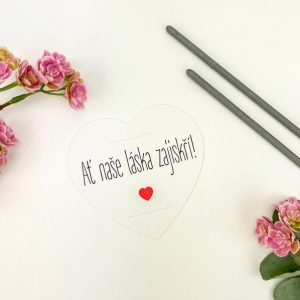 Svatební kartičky na prskavky Srdíčko bílé 8 ks