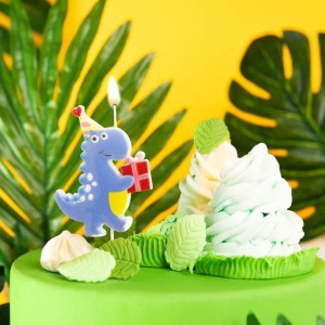 Svíčka Dinosaur modrý s dárkem 10cm 1ks
