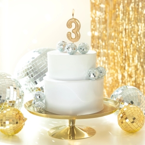 Svíčka dortová lesklá "3" zlatá 6 cm