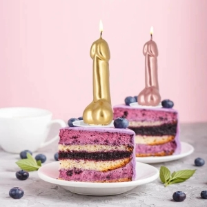 Svíčka růžovo zlatý penis 10 cm